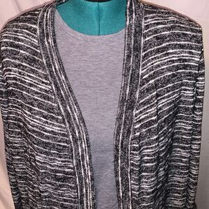 Karen Scott Woman Black/White multi colored cardigan in size 0x